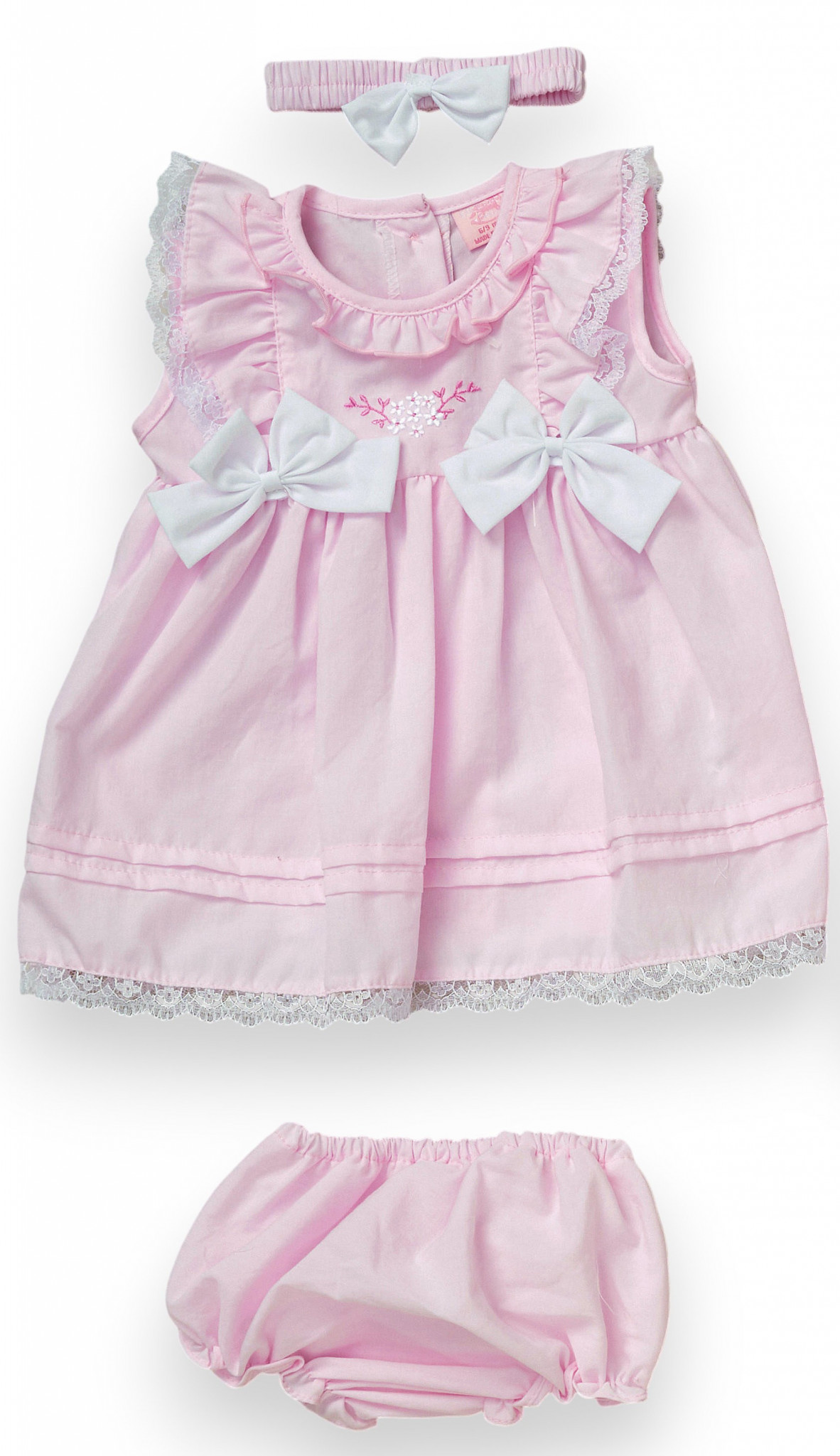 Rock a bye boutique F09237 NB 5056576553036 RBF09237-AP Lace and Bows Dress Set (0-9 months)