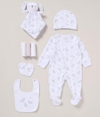 Rock a bye boutique F10110 * RBF10115W 8 Piece "Bunny" Layette Set (NB-6 months)