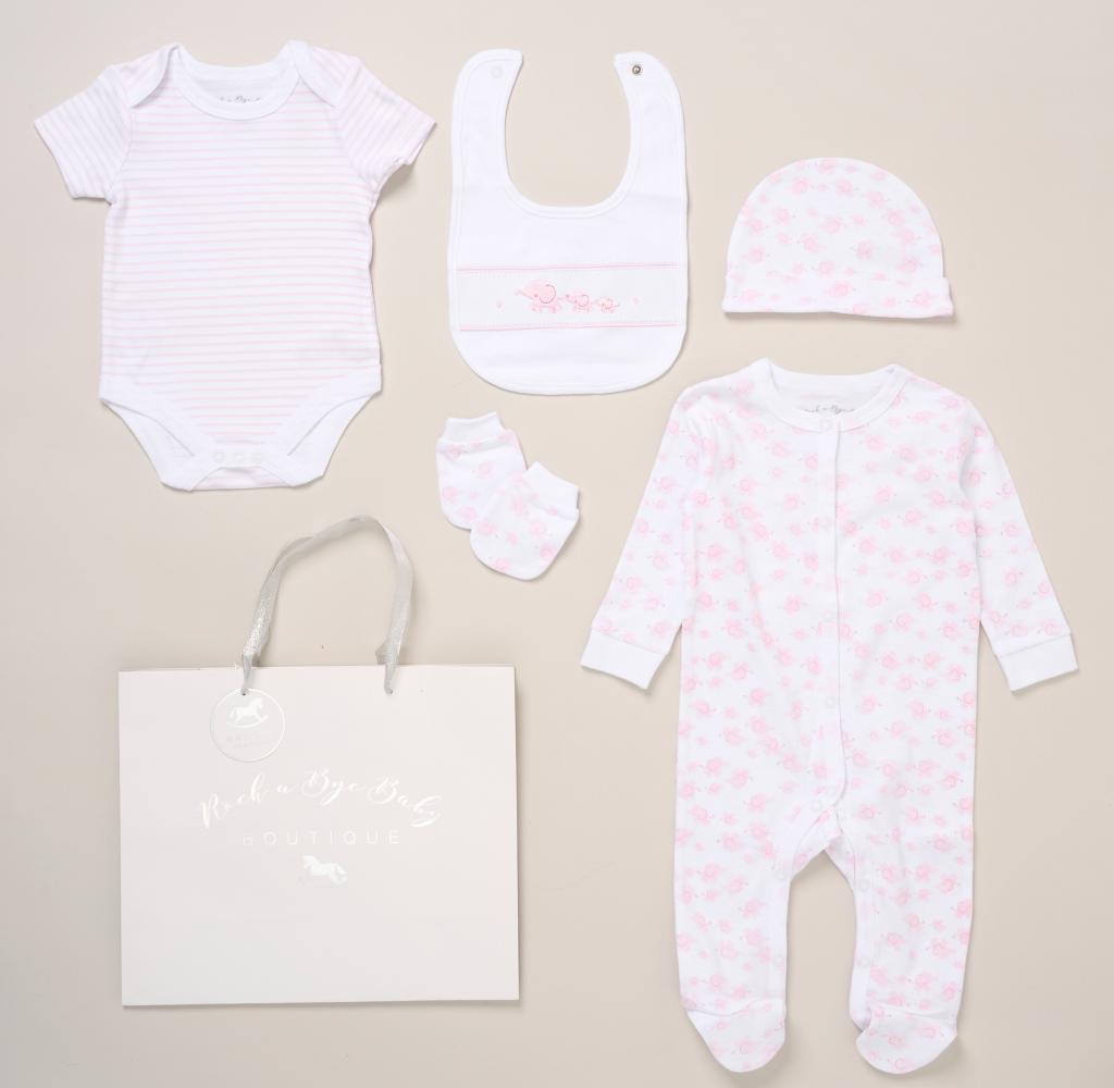 Rock a bye boutique F10705NB * RBF10705  Elephant 5 Piece Layette Set (Nb-6 months)