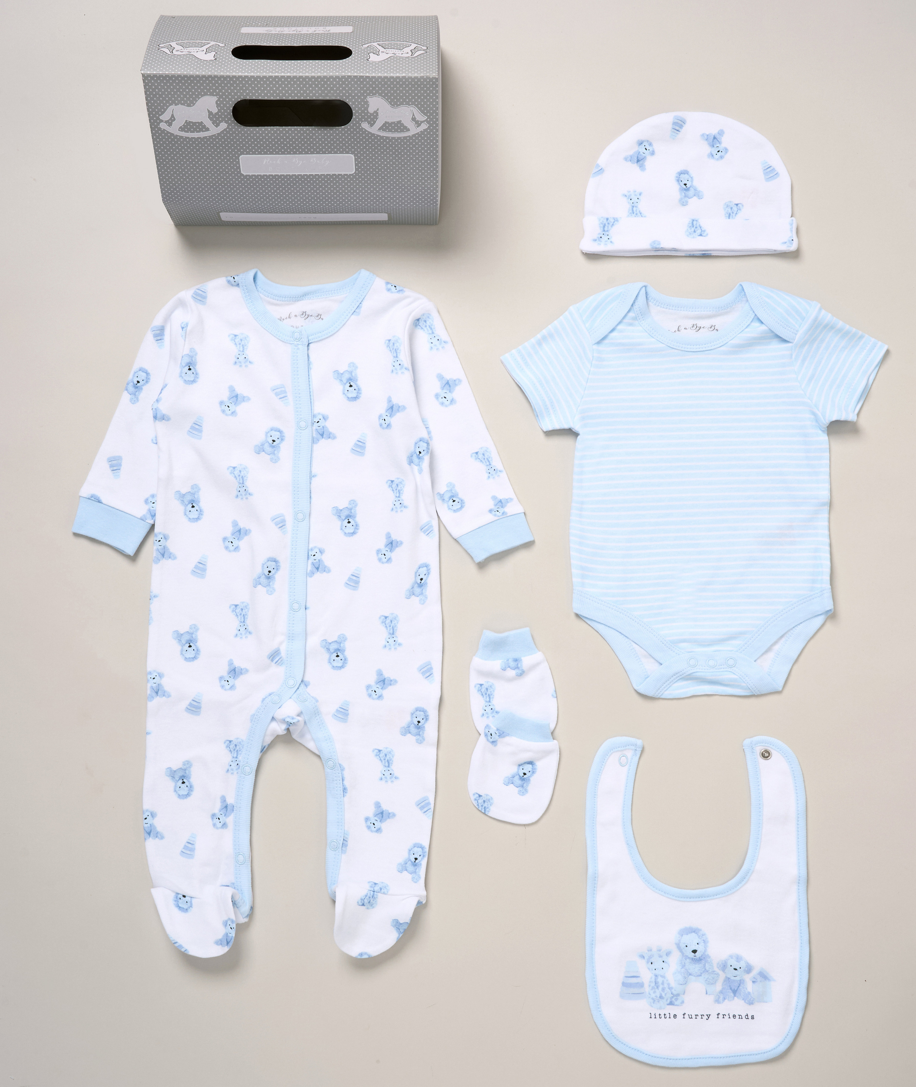 Rock a bye boutique F10714NB * RBF10714 Furry Friends 5 Piece Layette Set (Nb-6 months)