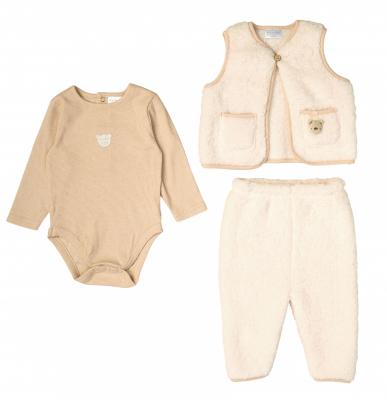RBG10801E Sherpa Teddy Gilet Set (0-9 months)