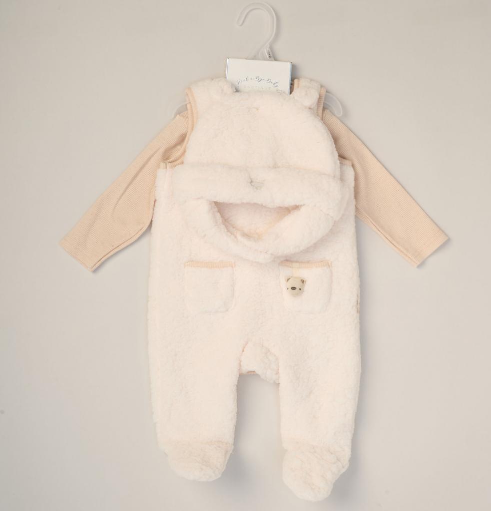 Rock a bye boutique G10803NB * RBG10803 Sherpa Teddy Overall Set (0-9 months)