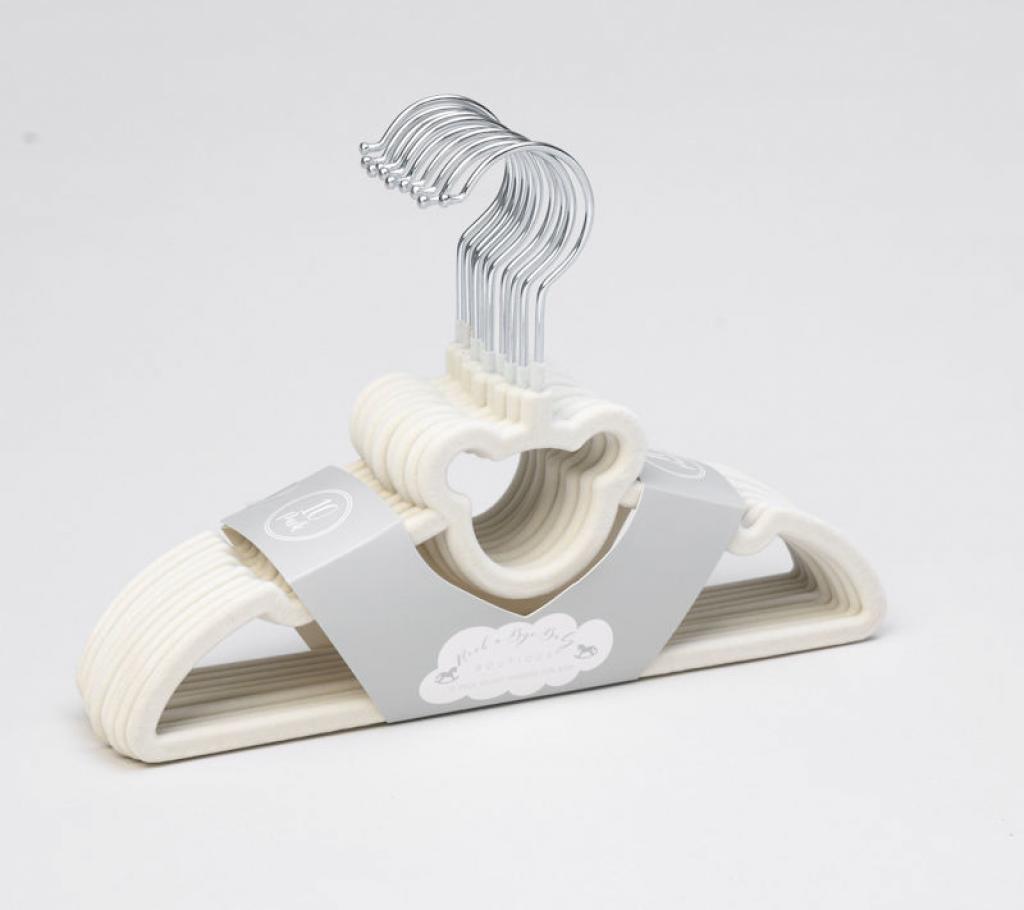 Rock a bye boutique G11912 RBG11912 10 x Velvet Hangers - White Teddy
