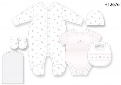 RBH12676P "Roses" 5 Piece Layette Set (Nb-6 months)