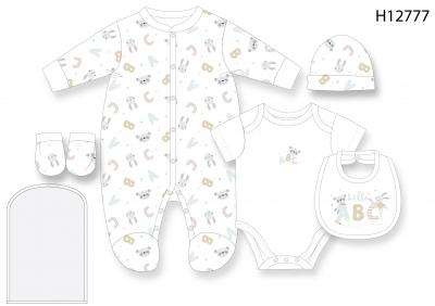 RBH12777W "ABC" 5 Piece Layette Set (Nb-6 months)