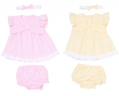 RBH12803-B  Stripe and bow  Dress Set  (9-24 months)
