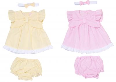 RBH12803-A  Stripe and Bow  Dress Set  (0-9 months)