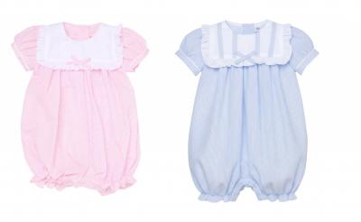 RBH12808  Striped Bow Romper  (0-9 months)