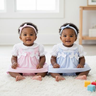 RBH12815B  Striped Double Bows Dress Set  (9-24 months)