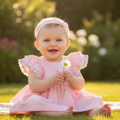 RBH12819A  Floral and Lace Dress Set  (0-9 months)