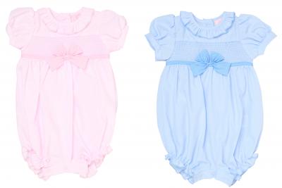 RBH12903  Bow and Smocked Romper  (0-9 months)