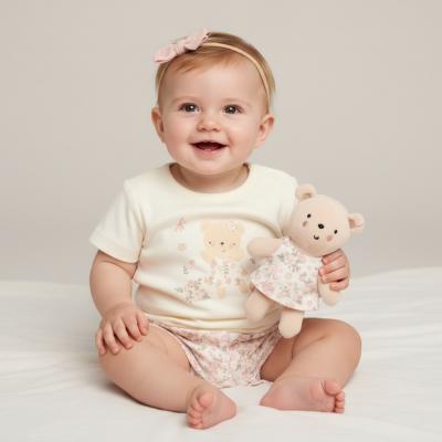 RBH14298  Floral top and shorts with teddy bear  (0-9 months)