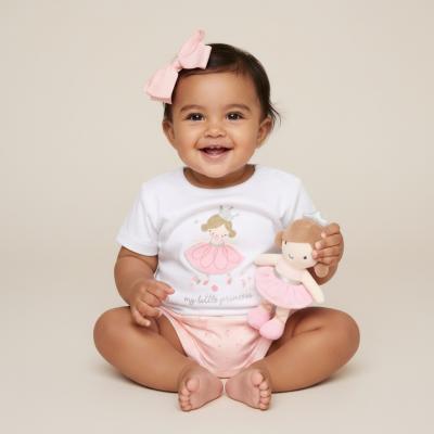 RBH14301  Princess  top and shorts with plushie  (0-9 months)