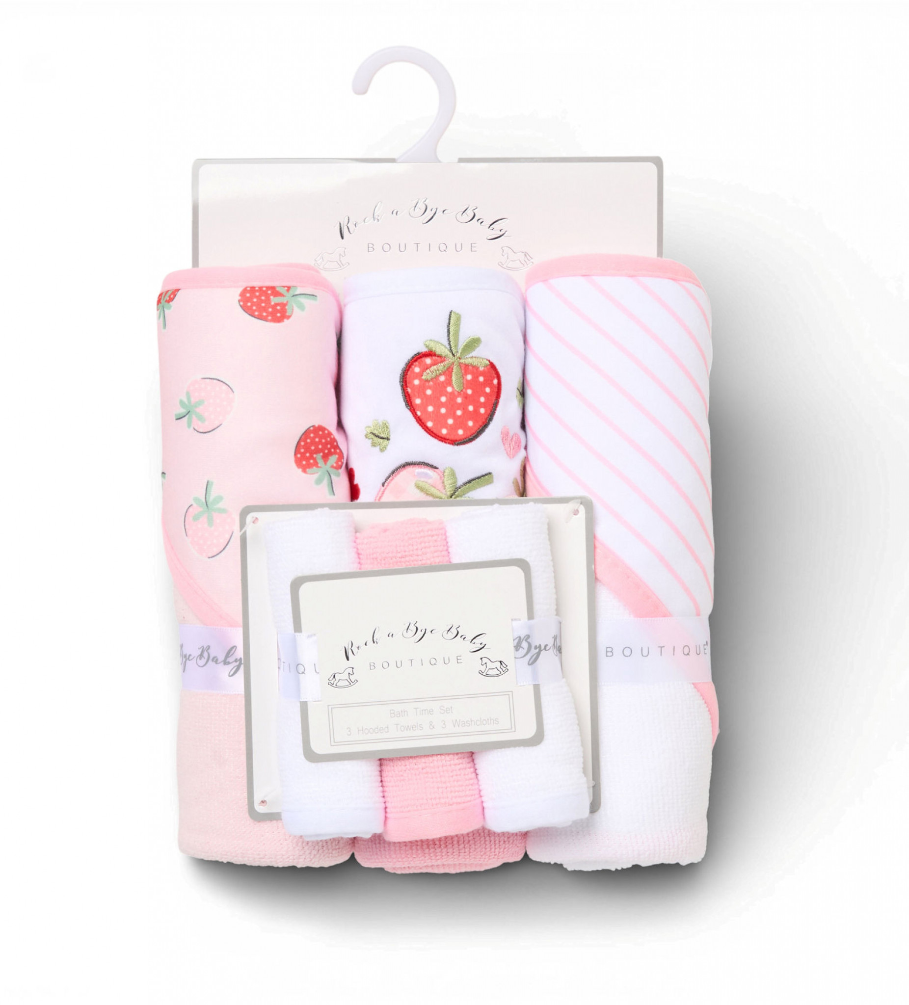 Rock a bye boutique H14924 * RBH14924 Hooded Towel and Wash Cloth Set "Strawberry"