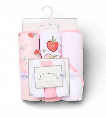 RBH14924  Hooded Towel and Wash Cloth Set "Strawberry" 