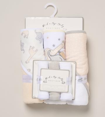 RBH14929 Hooded Towel and Wash Cloth Set "Safari"