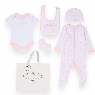 RBH15027  "Hello Sweet Girl" 5 Piece Layette Set  (Nb-6 months)