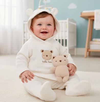 RBJ15343 Teddy Textured Quilted Hooded Set & Toy (Nb-6 months)