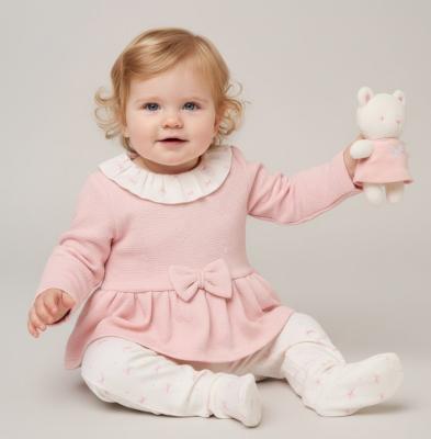 RBJ15419 Bow Textured Quilted Hooded Set & Toy (3 & 6 months)