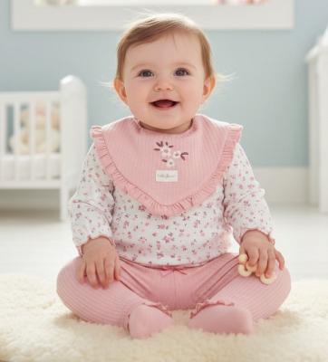 WWJ15823 Bodysuit, Bib and Frilled Trousers (3-9 months)