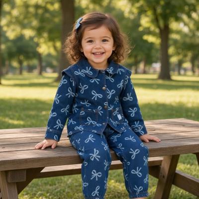 LJJ16166 Denim "Bows" Outfit (9-24 months)