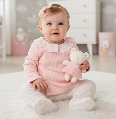 RBJ16231 Rib Velour Top, Trouser & Toy (3 & 6 months)