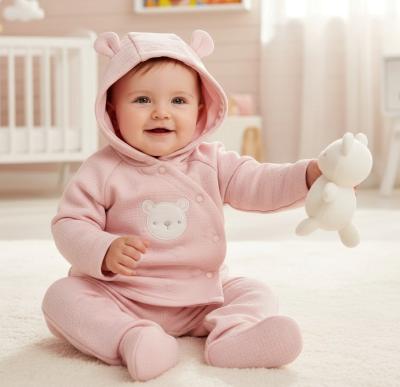 RBJ16232 Teddy Textured Quilted Hooded Set & Toy (3 & 6 months)