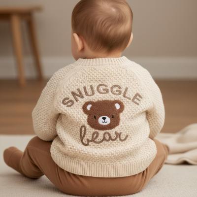 RBJ16586C Cream "Snuggle Bear"Cotton Cardigan (0-12 months)