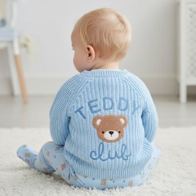 RBJ16587S Sky Blue "Teddy Club" Cotton Cardigan (0-12 months)