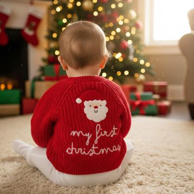 RBJ16591R Red First Christmas Cotton Cardigan (0-12 months)