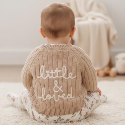 RBJ16593Be Beige "Little & Loved" Cotton Cardigan (0-12 months)