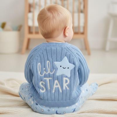 RBJ16595B Blue "Lil Star" Cotton Cardigan (0-12 months)