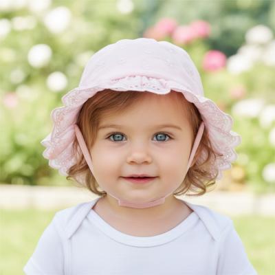 SB0503-644P  Pink  Broderie Anglaise Summer Hat  (0-12 months)