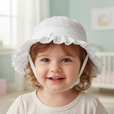 SB0503-644W  White  Broderie Anglaise Summer Hat  (0-12 months)