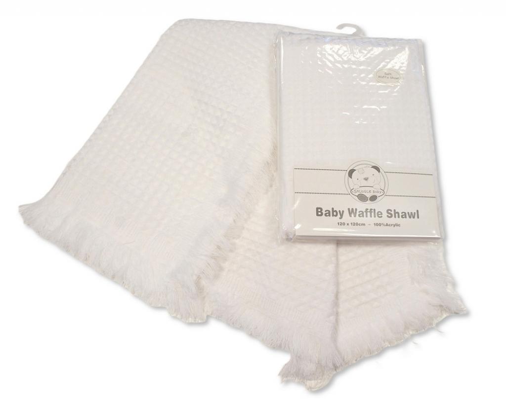Snuggle Baby  5035320100340 SB110-034 White "Waffle" Shawl