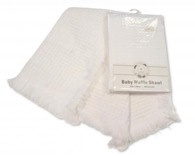 Snuggle Baby  5035320100340 SB110-034W White "Waffle" Shawl