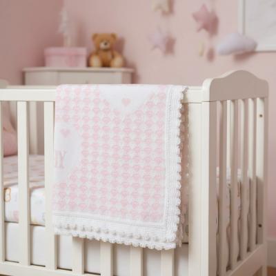 SB110-414-P  Pink "Baby and Hearts" Shawl 