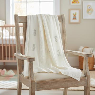 SB110-427-W  Christening Shawl with Silver Embroidery 
