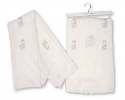 SB110-427  Christening Shawl with Silver Embroidery 