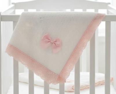 SB110-428P Cotton lace trimmed Bow Shawl