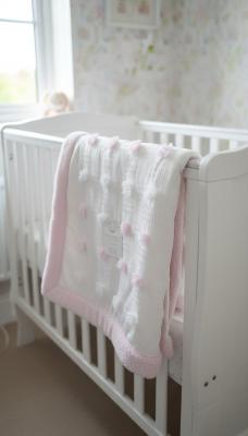SB112-2021 Boxed 3D Pom Pom Pram Blanket (Choose Colour)