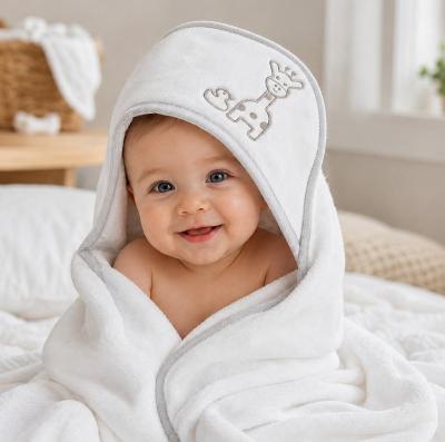 SB120-022G "Giraffe " Hooded Towel White/Grey