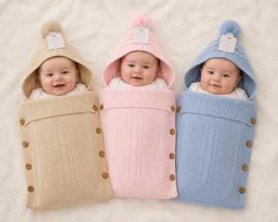 SB18-0141A Knit baby nest with Pom Pom (Choose)