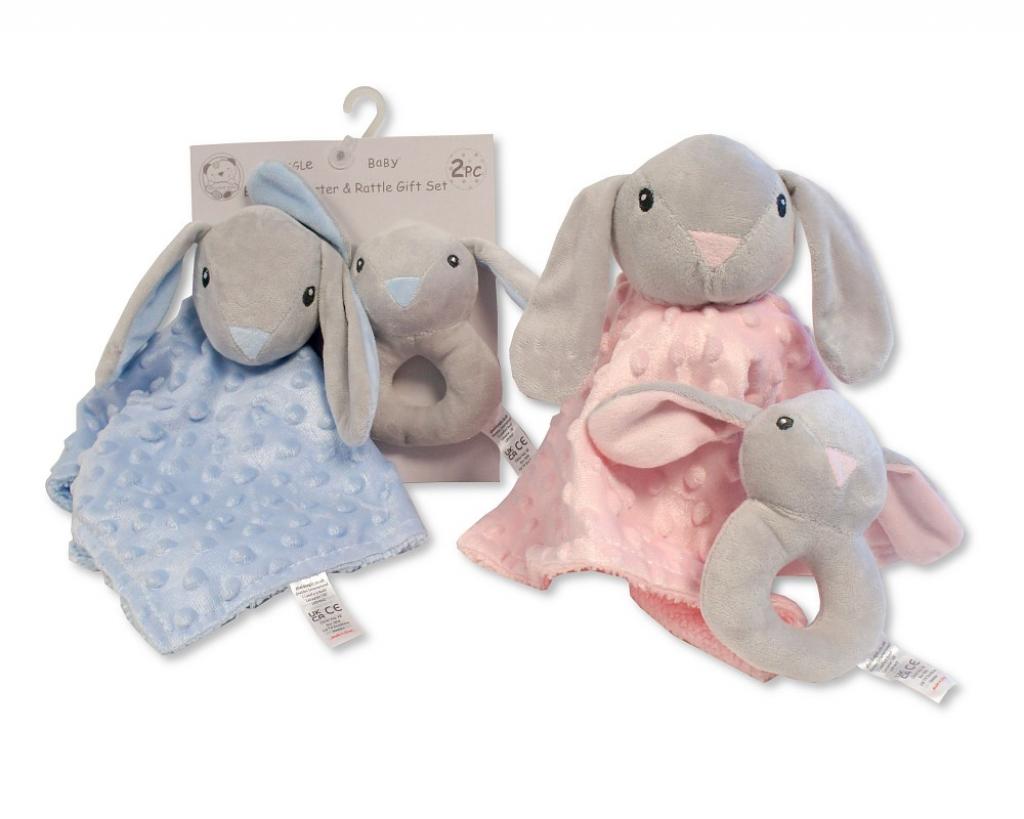 Snuggle Baby GP-25-1246P 5035320412467 SB25-1246P Pink Bunny Comforter and Rattle Set