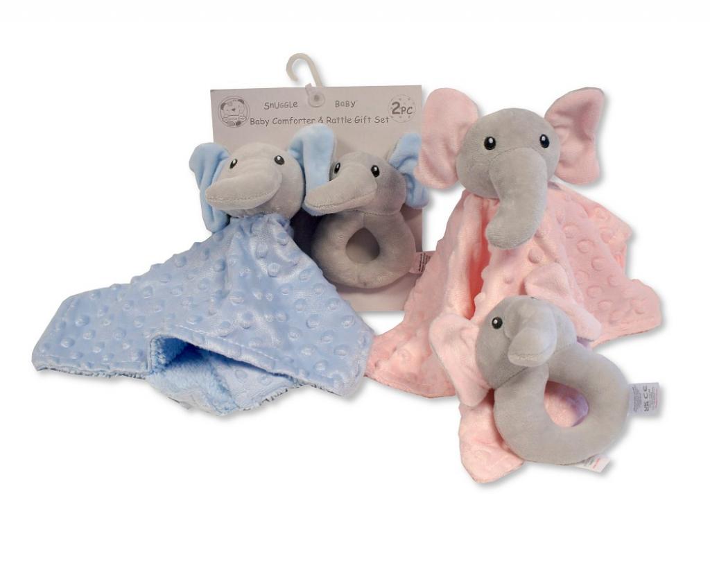 Snuggle Baby GP-25-1247S 5035320612478 SB25-1247S Sky Elephant Comforter and Rattle Set