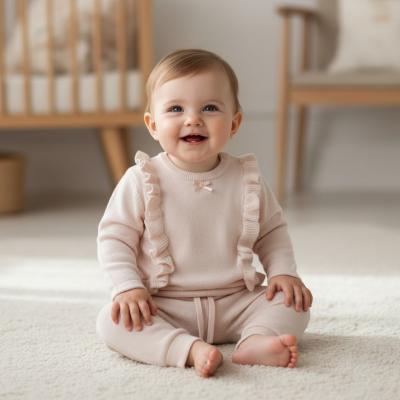 SM6832Bi  Biscuit Frilled Knitwear  (0-12 months)