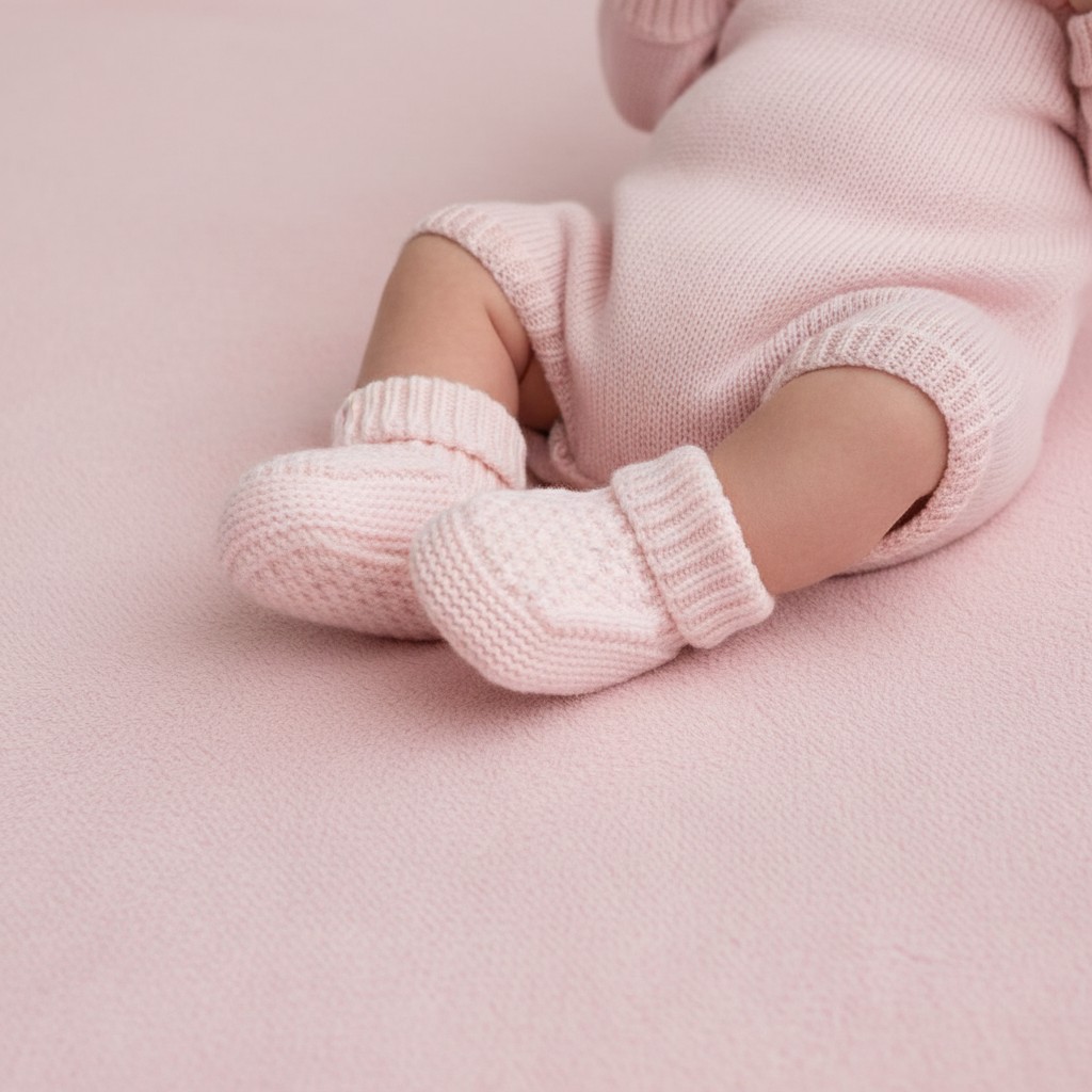 Soft Touch  5023797319013 STABO712-BP Pink Elegance Ribbed Bootees (NB-6 months)