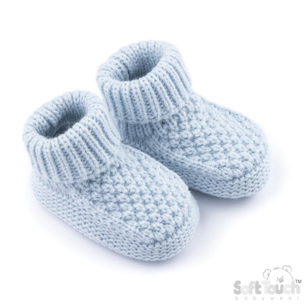 Soft Touch  5023797319006 STABO712-BB Blue Elegance Ribbed Bootees (NB-6 months)