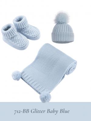 Soft Touch  5023797319006 STABO712-BB Blue Elegance Ribbed Bootees (NB-6 months)