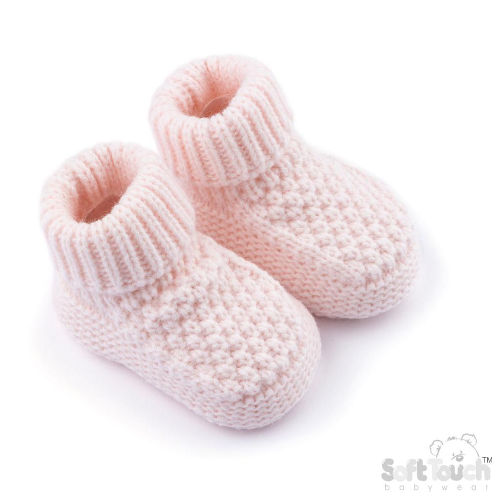 Soft Touch  5023797319013 STABO712-BP Pink Elegance Ribbed Bootees (NB-6 months)